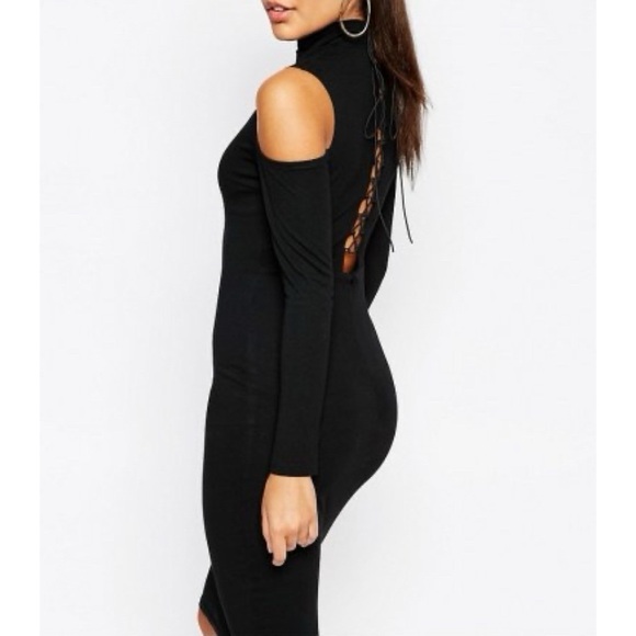 NWT! NaaNaa Mock Lace Up Back LS Dress - Picture 1 of 6